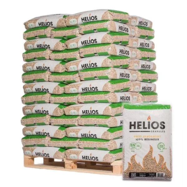 Pellets de bois helios – palette de 65 sacs de 15 kg